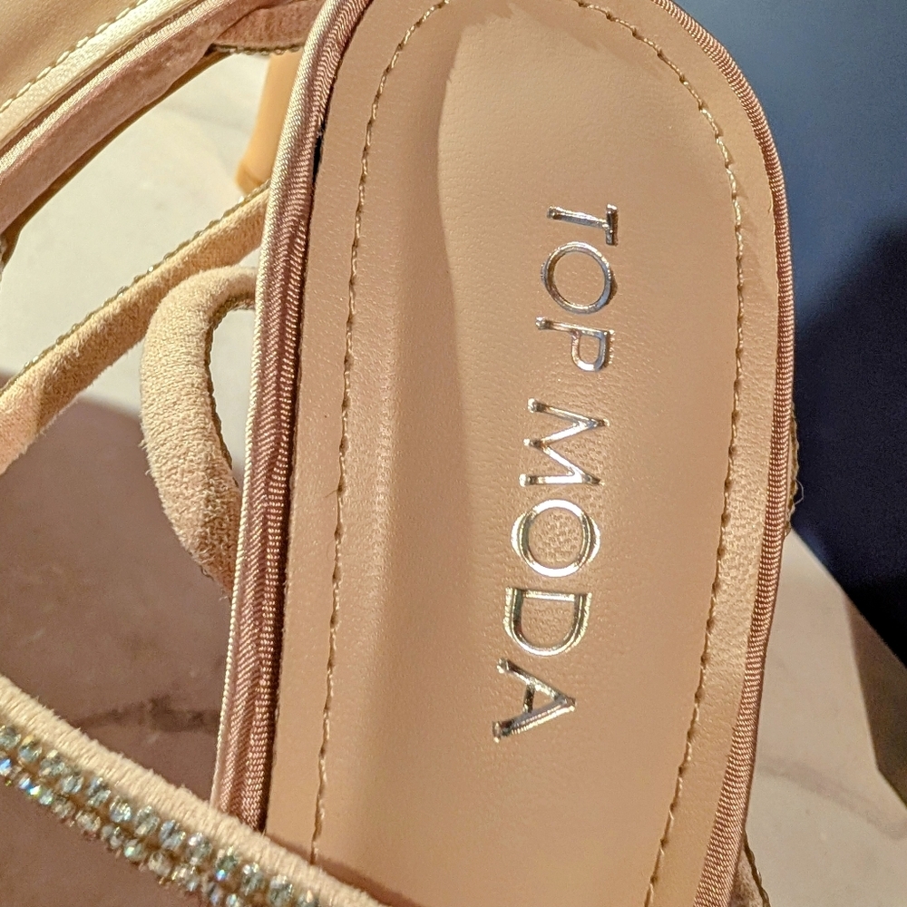 Top Moda Size 9Women's Glittering Blush Satin Heels- NIB - Picture 4 of 7